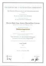 verspätete´Promtionsurkunde von James Macmillan Cowan 